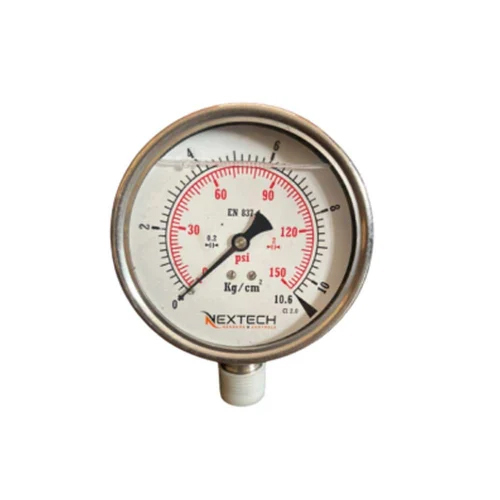 Air Pressure Gauge - Stainless Steel, 1/2 Inch Connection, 1.5 Inch Dial | Analog Display, Diaphragm Sensor, Customized Scale Range, Measures Steam, Oil, Gas, Water
