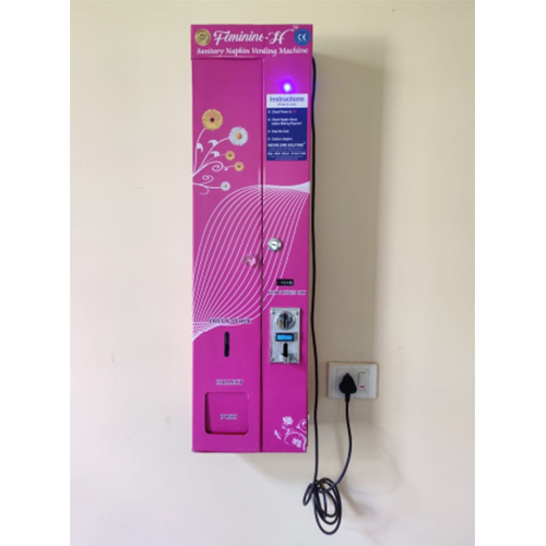 Automatic Sanitary Napkin Vending Machine - Ms Sheet, 50 Napkin Capacity, Pink Color, 230v Voltage, 1hp Power | Coin-operated, Fully Automatic, Eco-friendly, Easy To Clean