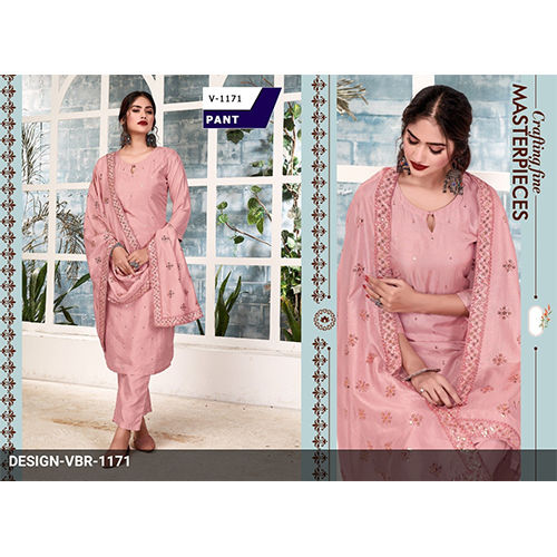 Peach Ladies Silk Salwar Kameez