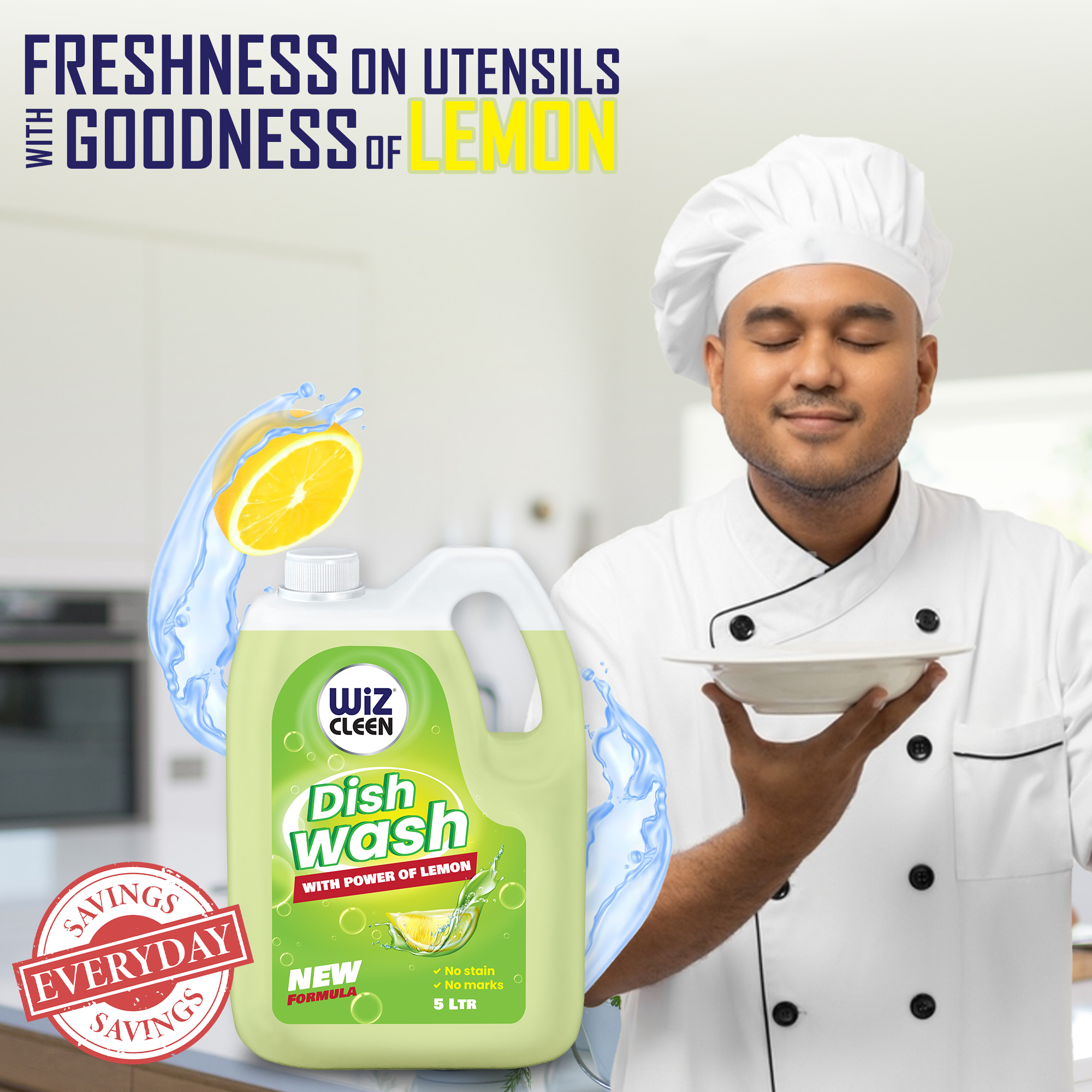 Liquid Wiz Cleen Dish Wash With Power Of Lemon Refill Pack - 5l