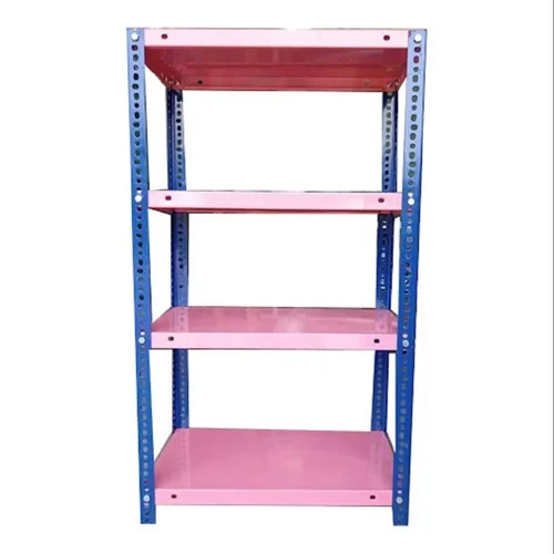 Industrial Storage Rack - Mild Steel, 4.5 Feet Tall, Pink & Blue Color | Sturdy Rectangular Design for Versatile Applications