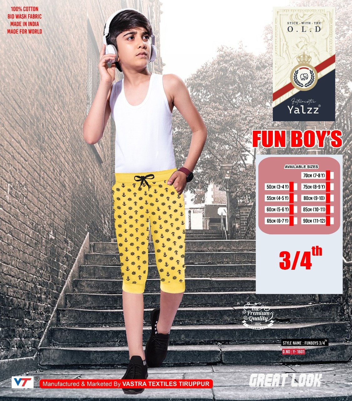 Quick Dry Boys Black Color Capri