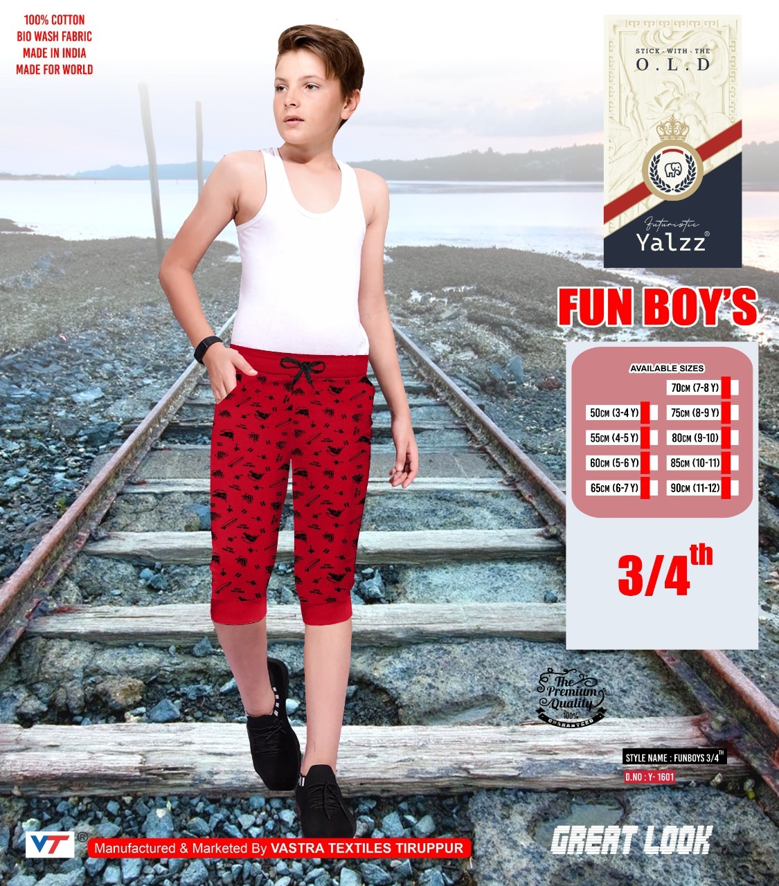 Quick Dry Boys Black Color Capri
