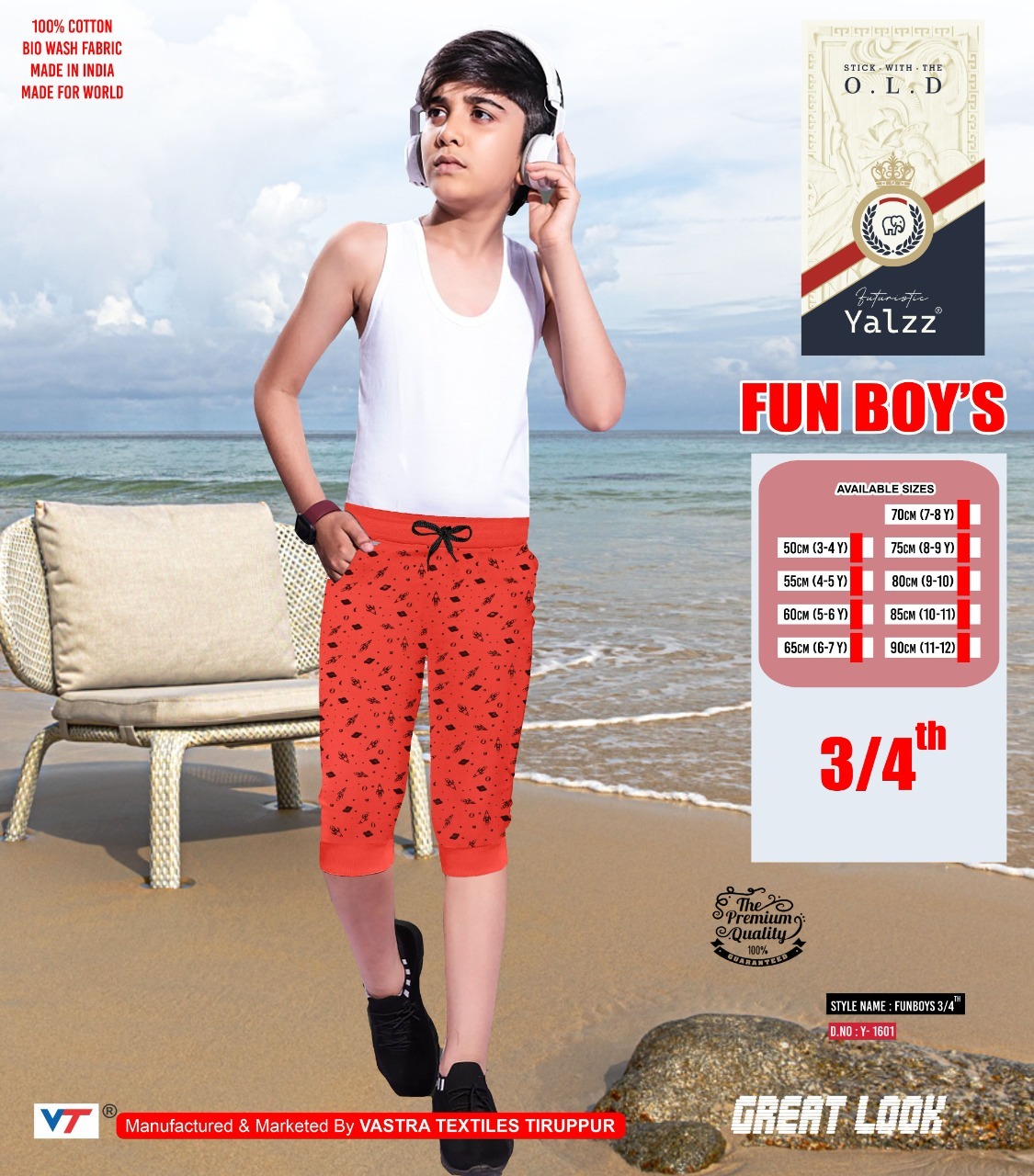 Quick Dry Boys Black Color Capri