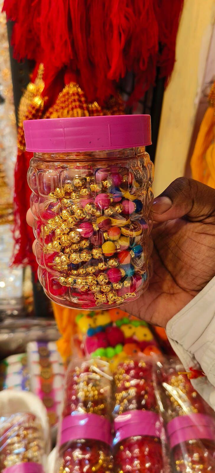 Choori Rakhi - Beads & Thread Material, Gold Color | Auspicious, Elegant, Traditional Rakhi Set For Sibling Bonding Celebrations