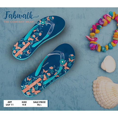 Art Lily 11 Slipper - PU & Rubber Material, Size 4-8, Blue | Women's Flip Flop for Rainy, Spring, Summer, Winter with 1-Year Warranty