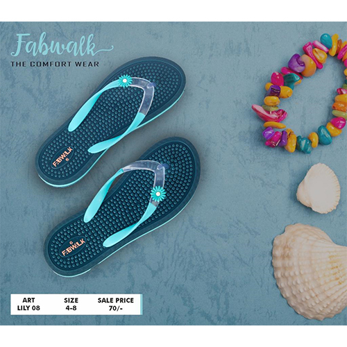 Art Lily 08 Slipper - PU and Rubber Upper, Size 4-8 | Women's Blue Flip Flops for All Seasons