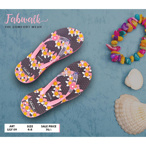 Art Lily 09 Slipper - PU & Rubber, Sizes 4-8 | Gray & Pink Flip Flop for Women, Suitable for Every Season, 1-Year Warranty