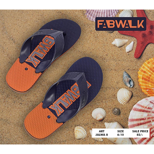 Men Slippers - EVA Upper, Rubber Outsole | Orange & Blue, Sizes 6-10, Flip Flop Style, 1 Year Warranty