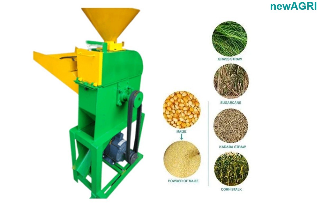 Chaff Cutter With Pulverizer - 2hp Motor 400-600kg/hr Capacity | Green Gear Drive 12mm Cutting Size 120kg Lightweight Design Ideal For Dairy And Goat Farms