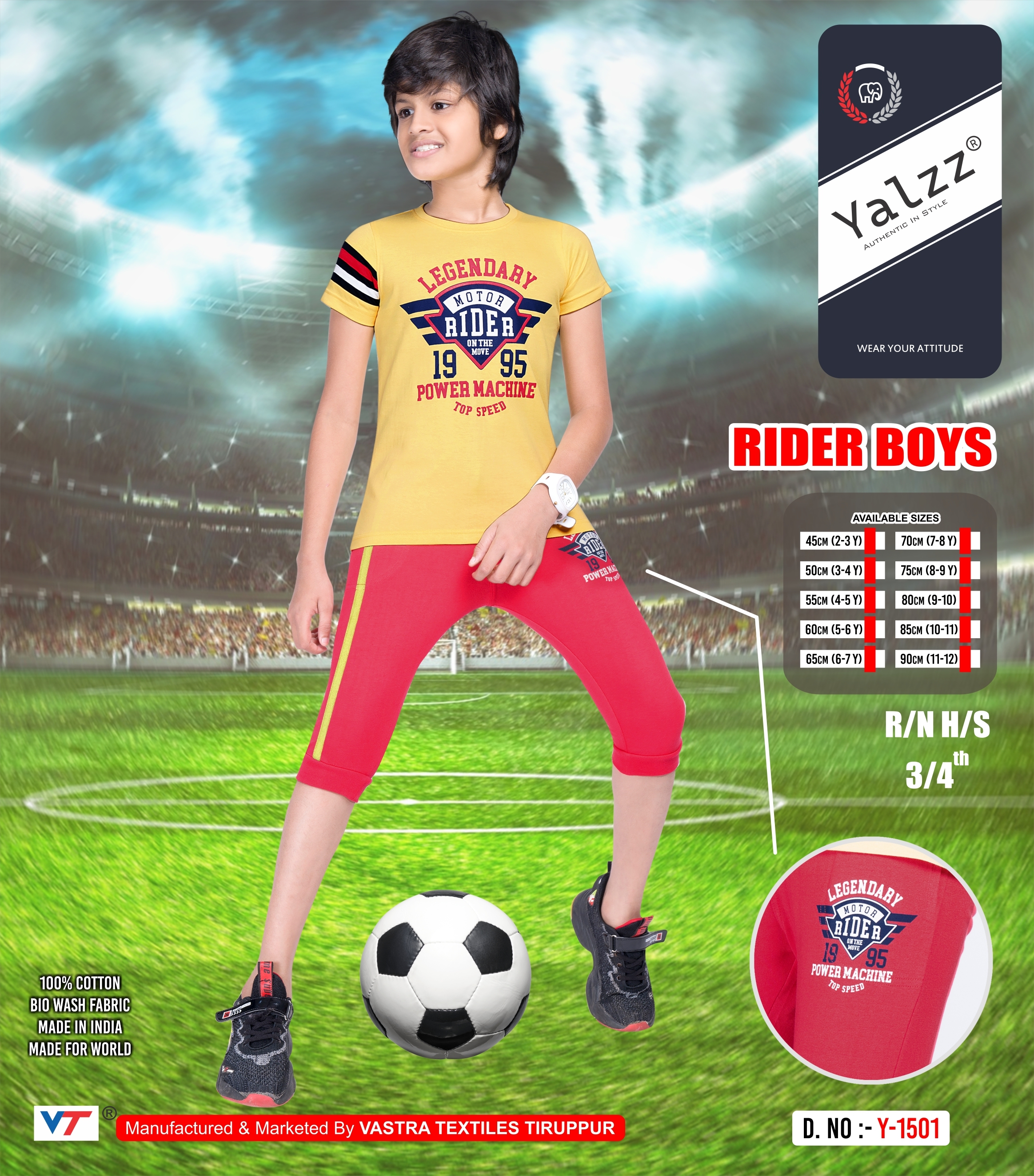 Cotton Boys Blue Color Capri