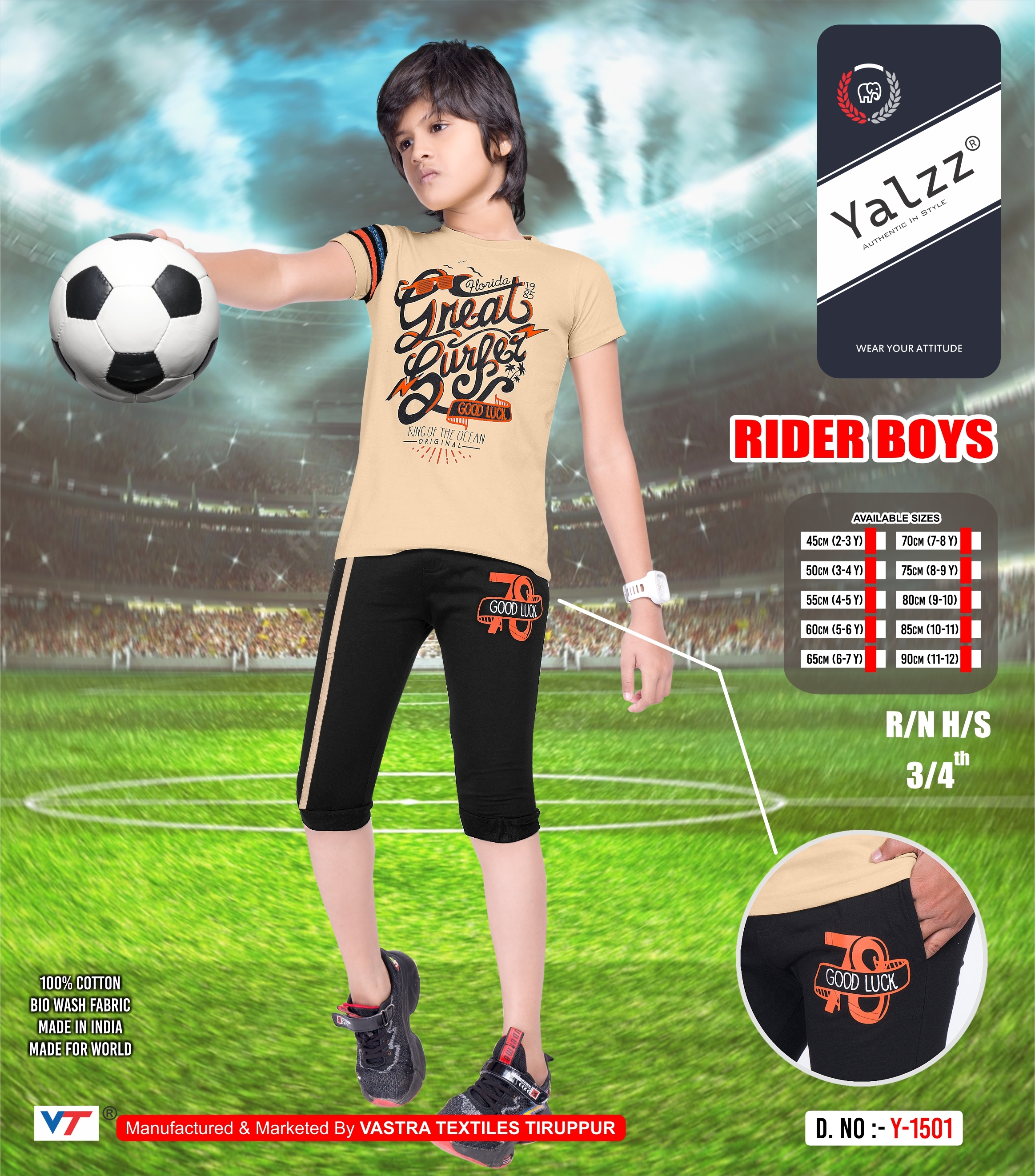 Cotton Boys Blue Color Capri