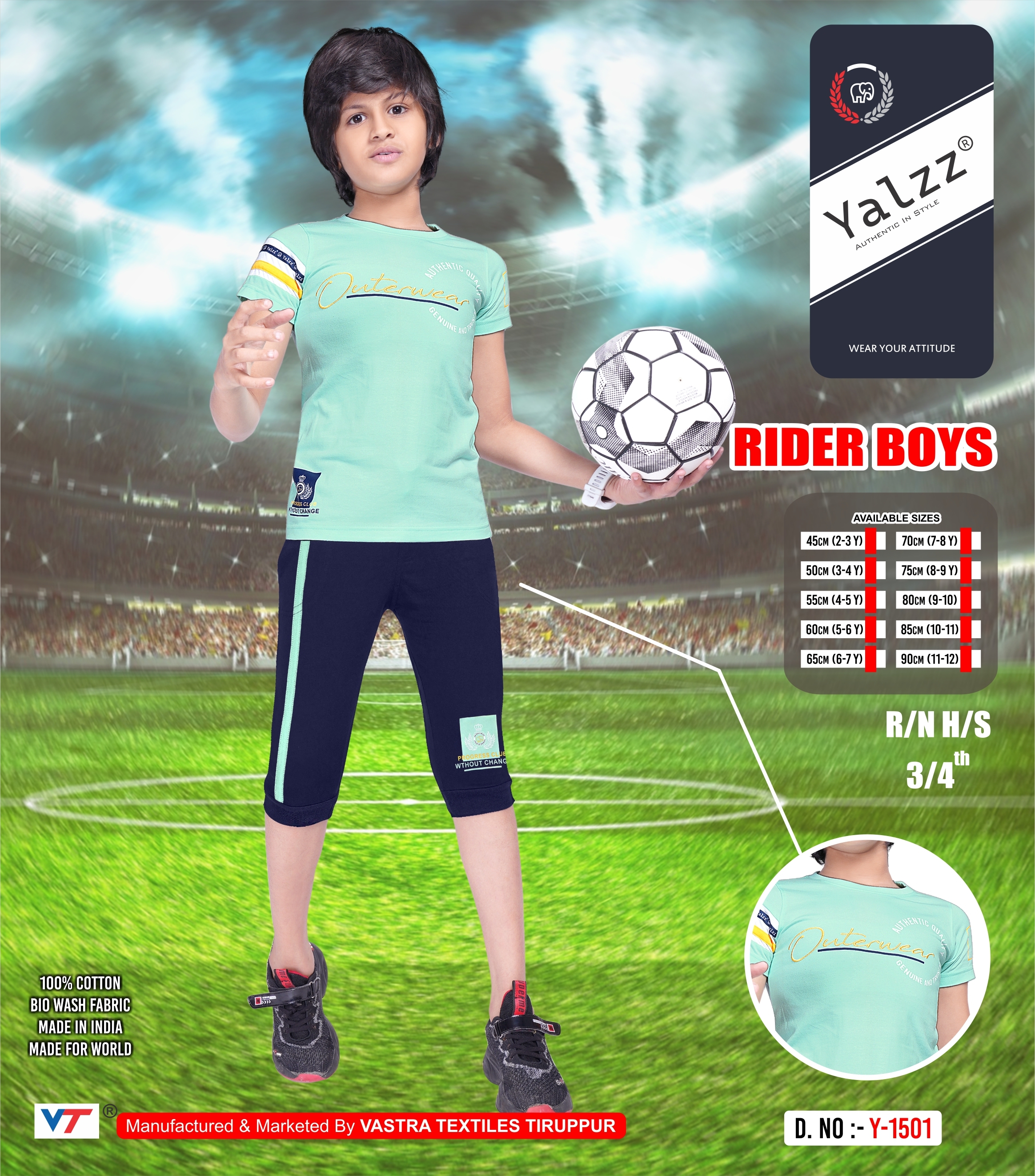 Cotton Boys Blue Color Capri