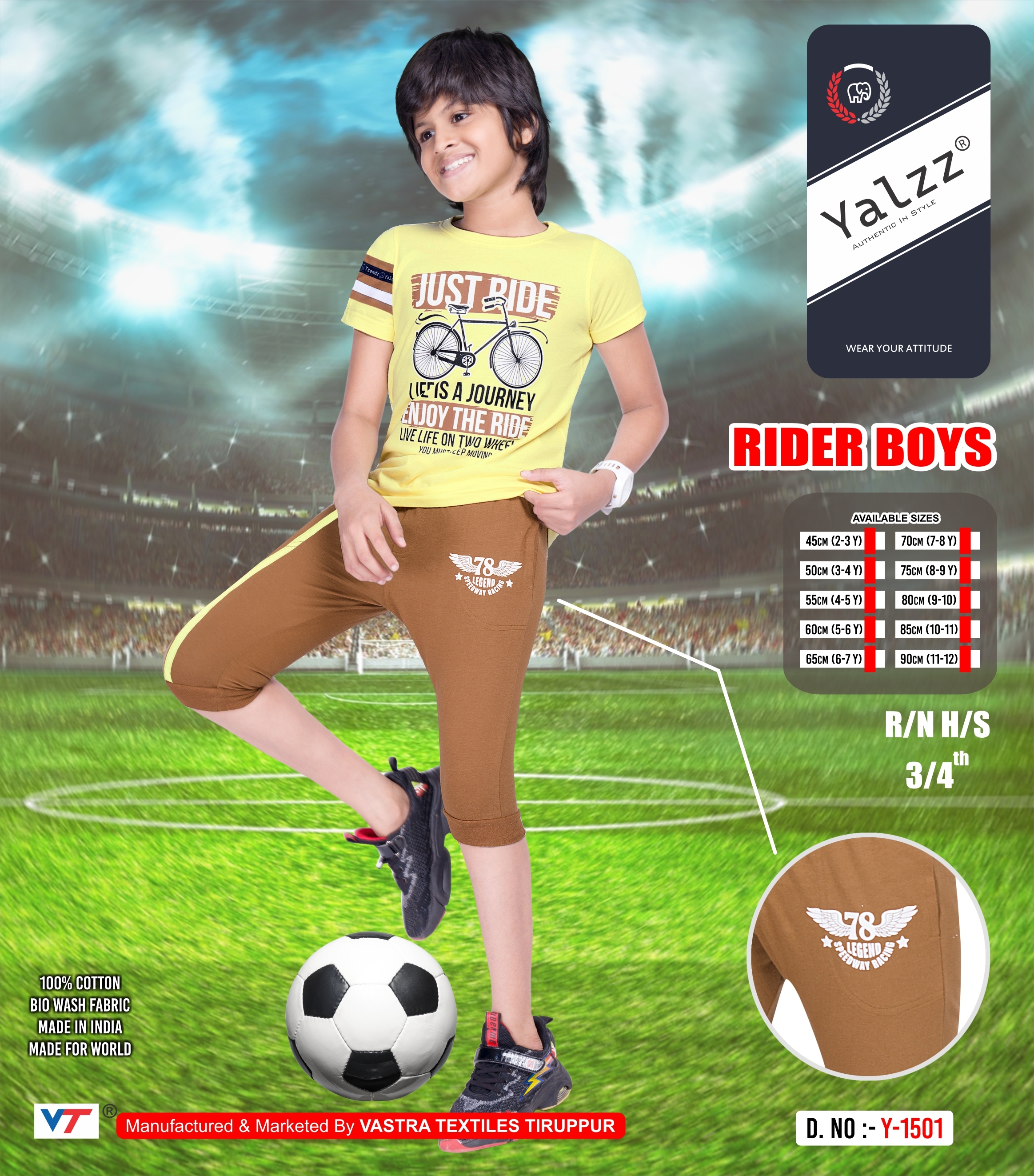 Cotton Boys Blue Color Capri