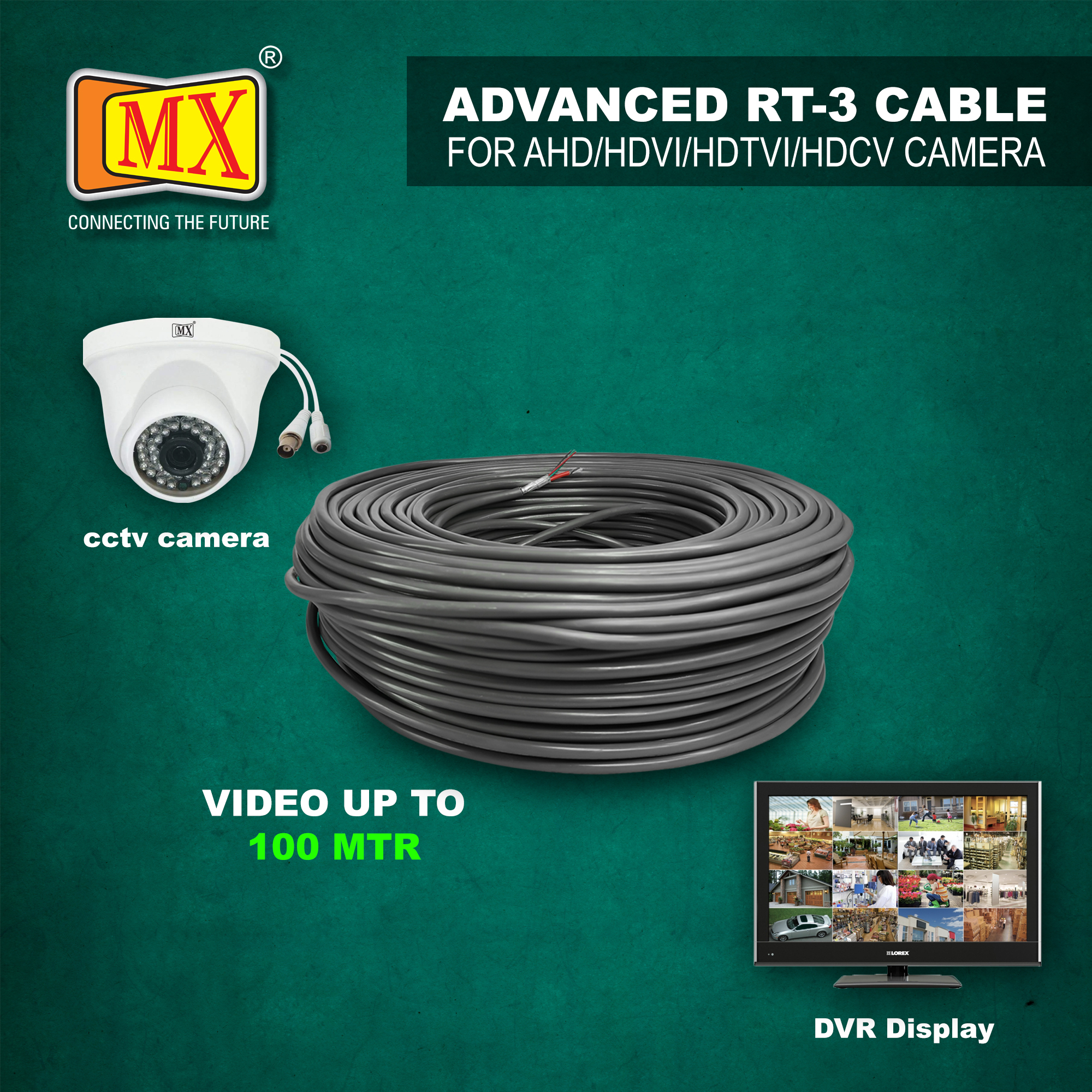 Cctv Camera Cable Wire Mx Rt-3-grey(100 Mtr)