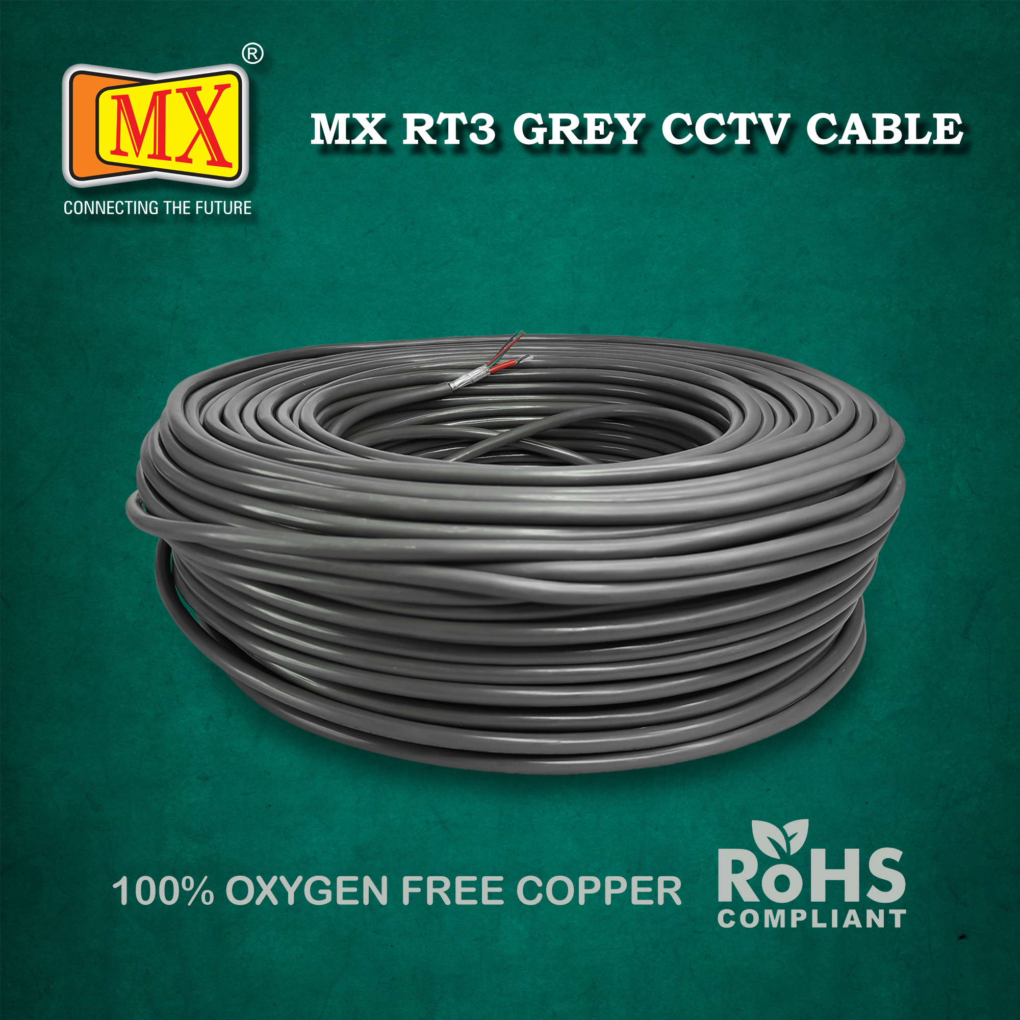 Cctv Camera Cable Wire Mx Rt-3-grey(100 Mtr)
