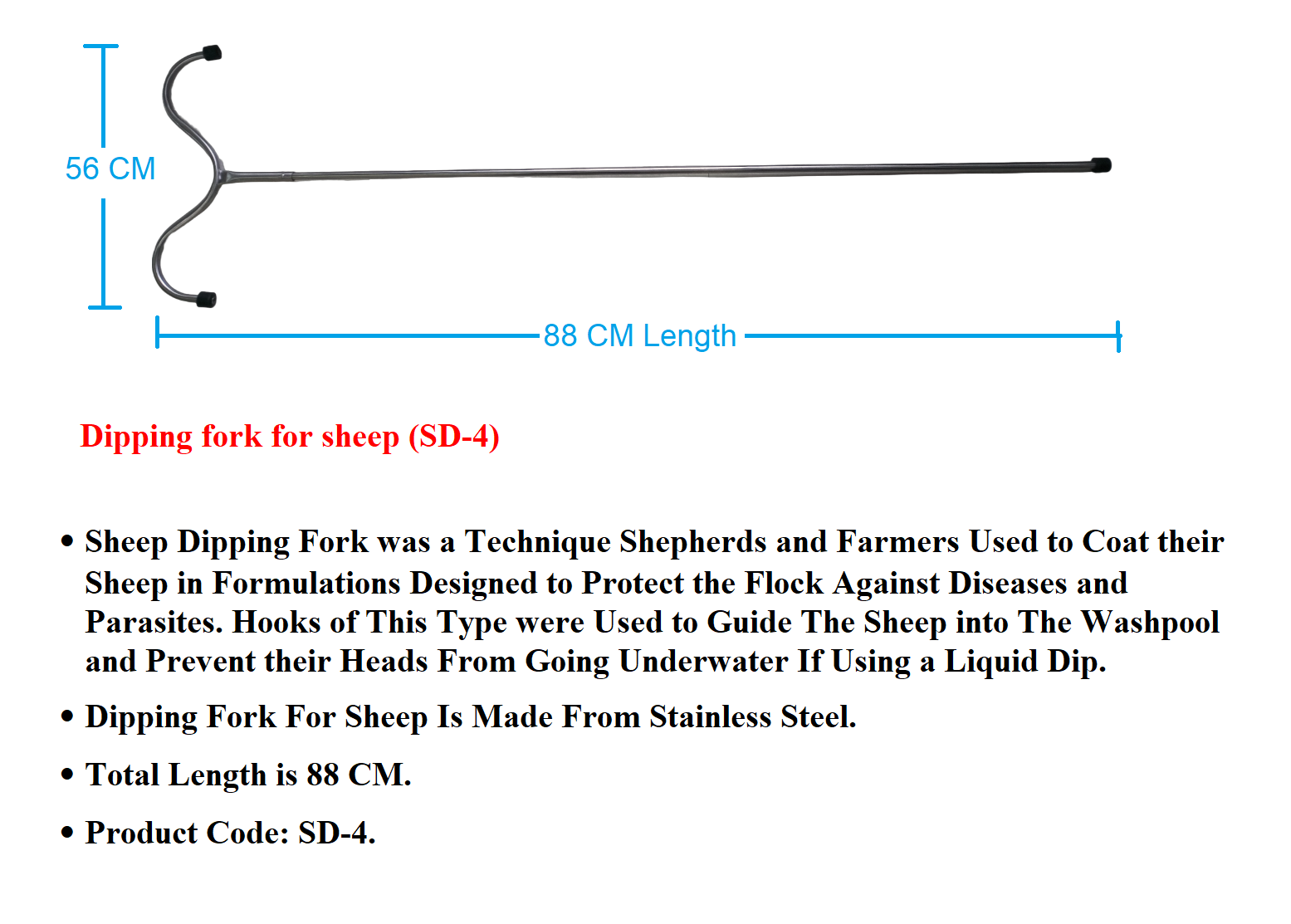 Silver Ss Dipping Fork For Sheep Size: 88 Cm Dimension(l*w*h): 34 Inch (In)