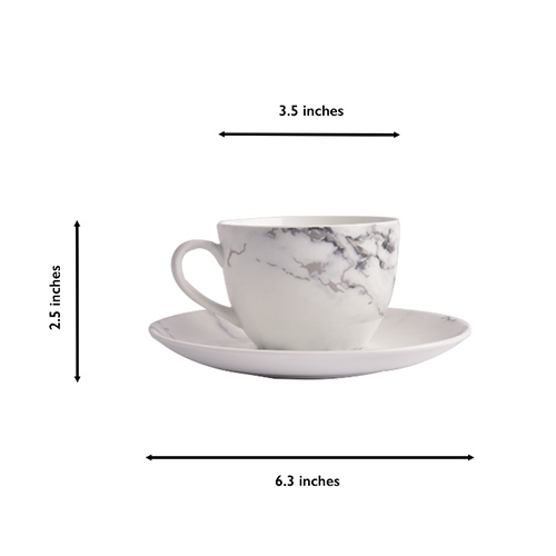 White Cup And Saucer Set - Polished Finish, Elegant Design For Everyday Use