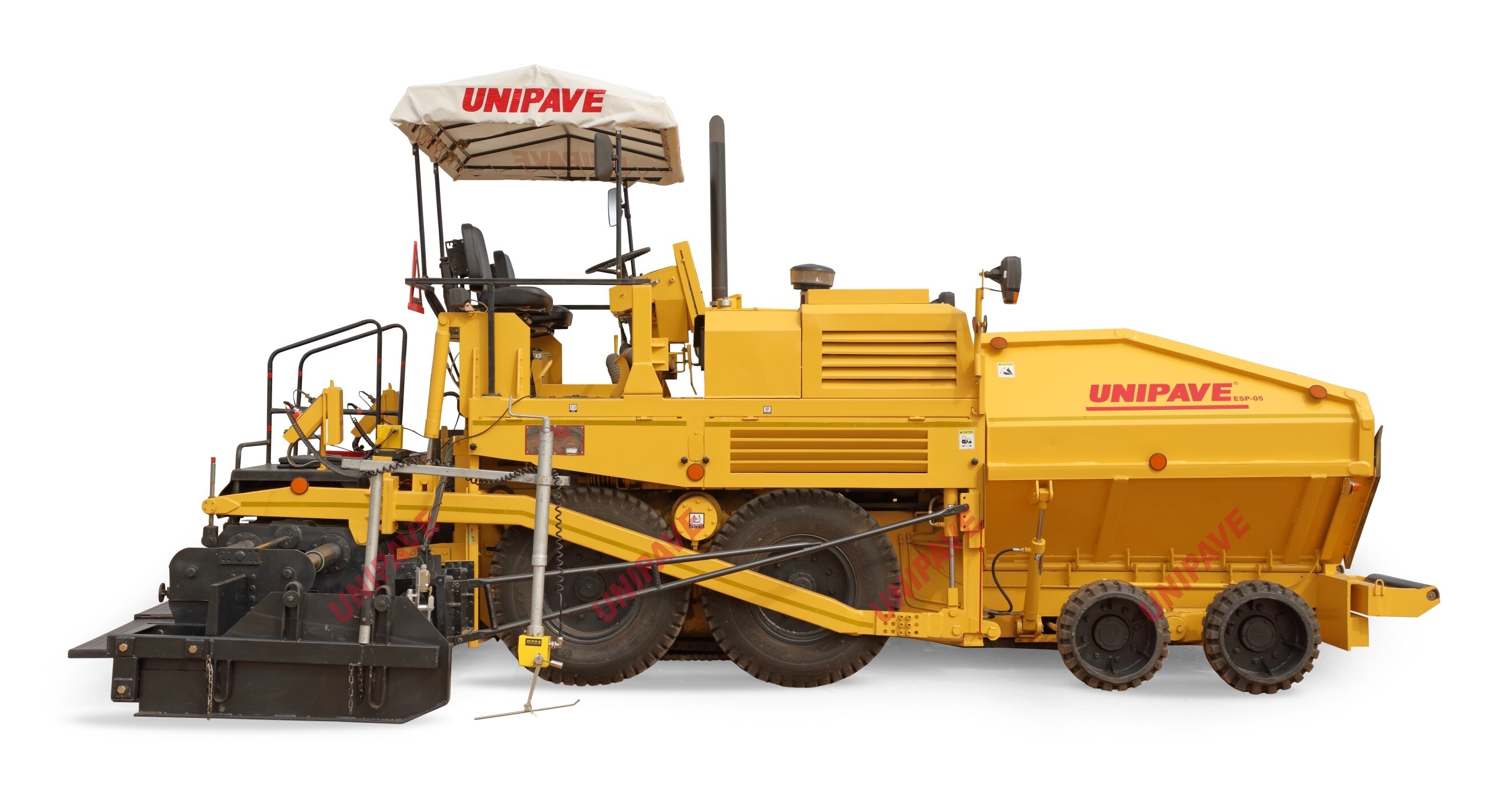 Dry Lean Concrete Paver Machine - Ms, 2.5m To 6.0m Paving Width, Yellow | 130hp Engine Power, 300 Tph Capacity, Hydrostatic Transmission, Adjustable Auger Height, Double Operator Seats, Moba Electronic Sensors