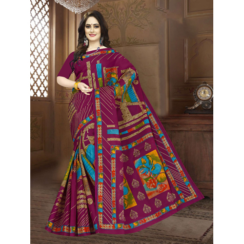 Multicolor Cotton Printed Saree