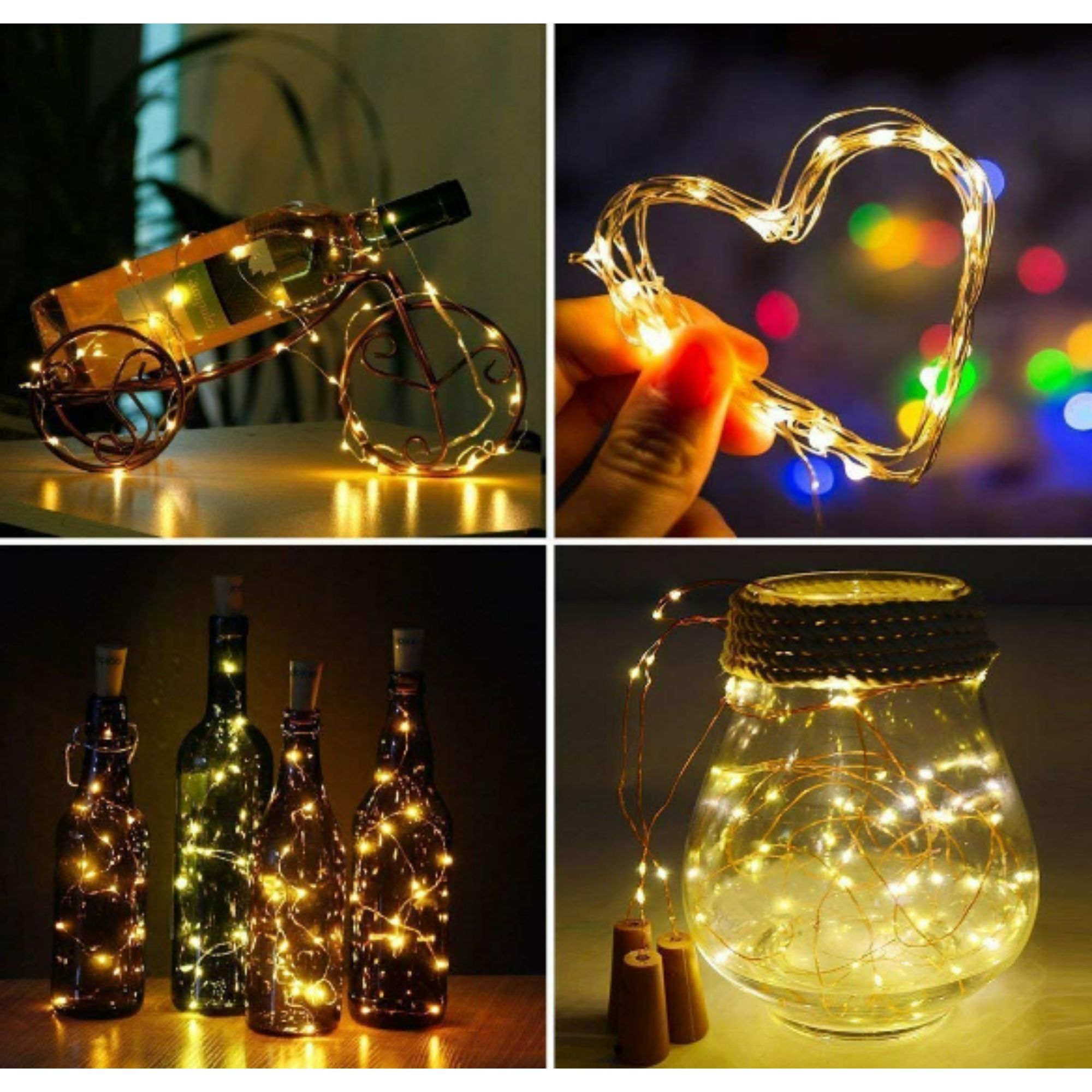 Dream Sight Wine Bottle Fairy Light - Copper Wire 20 Led, 2m Warm White Touch-activated Cork String Lights, Ideal For Celebrations And Cozy Ambiance