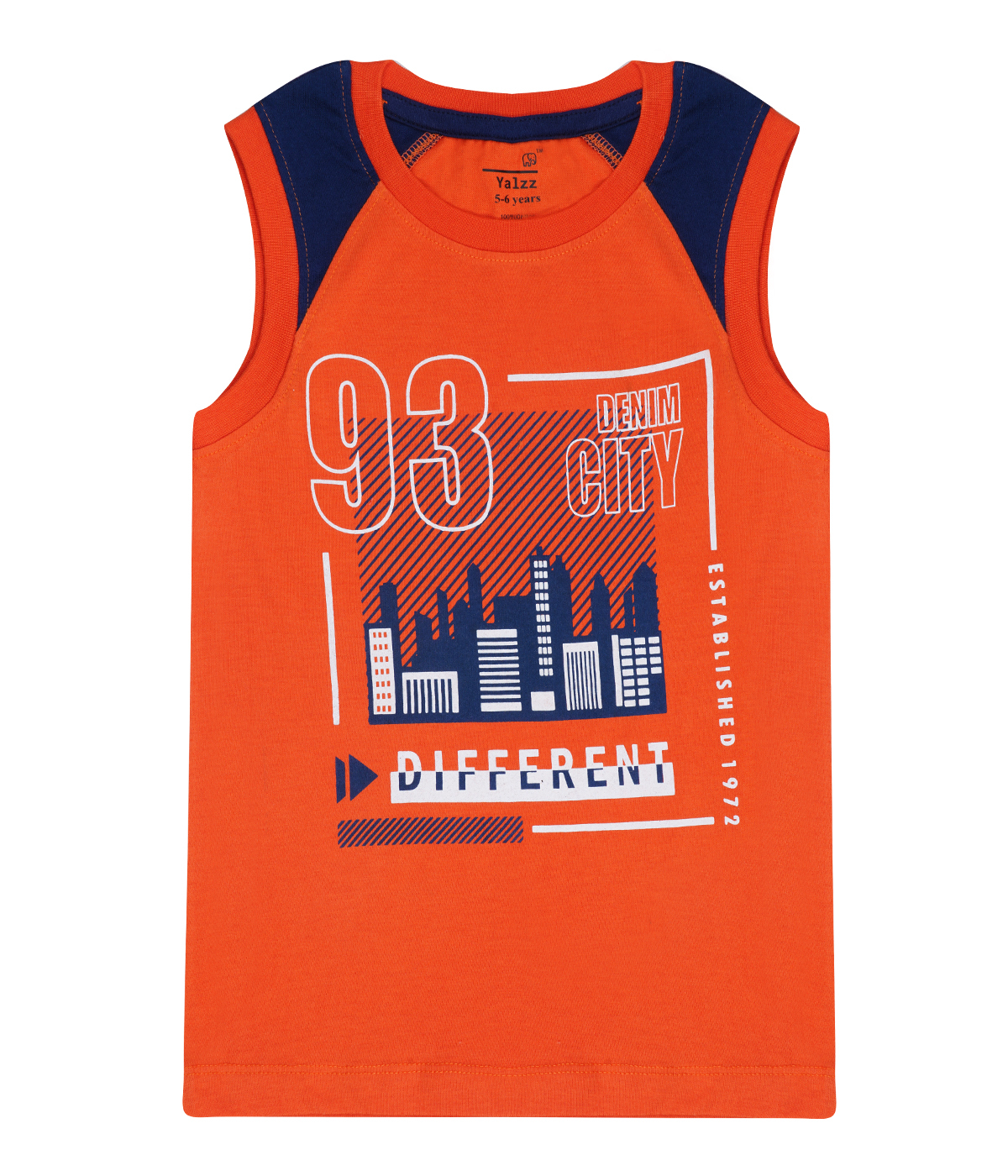 Kids Sleeveless T-shirt - Cotton Blend, Small Size, Blue Color - Warranty Included For Boys