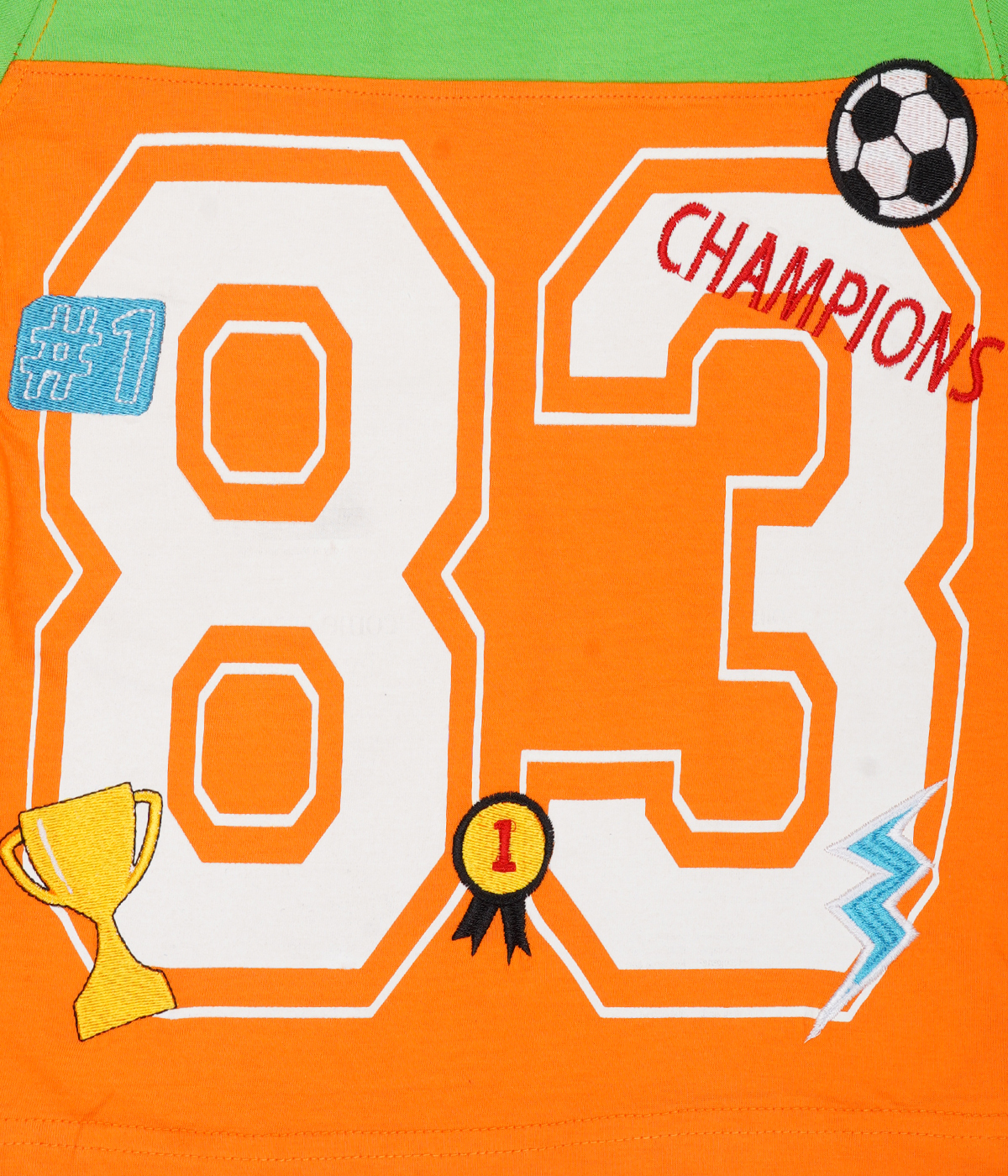 Kids Casual T-shirt - 100% Cotton Bio-wash, Green And Orange Colors, Durable And Warranty Included For Boys