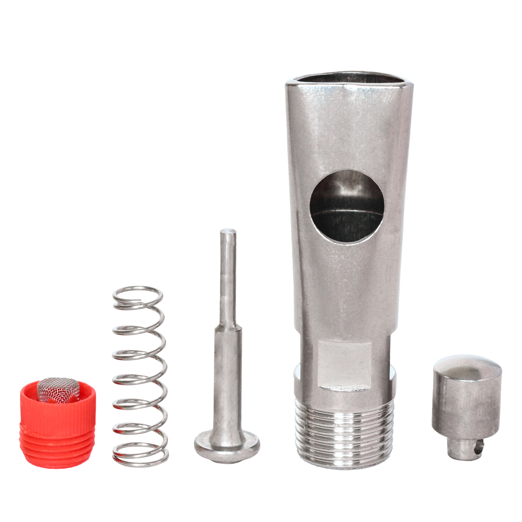 Pig Water Nipple With Button (Filter Red Cap) - Steel, Standard Size, Gray | Automatic Drinker For Optimal Water Flow & Reduced Contamination