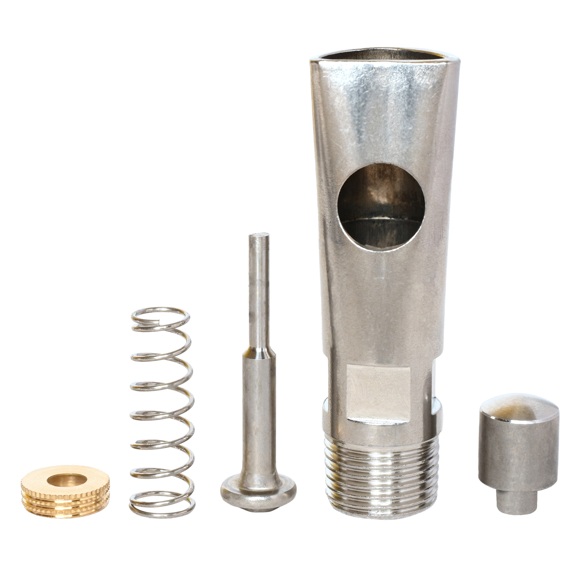 Pig Water Nipple With Button (Brass Cap) - Steel, Standard Size, Gray | Automatic Pig Drinker Designed For Optimal Water Flow And Reduced Contamination