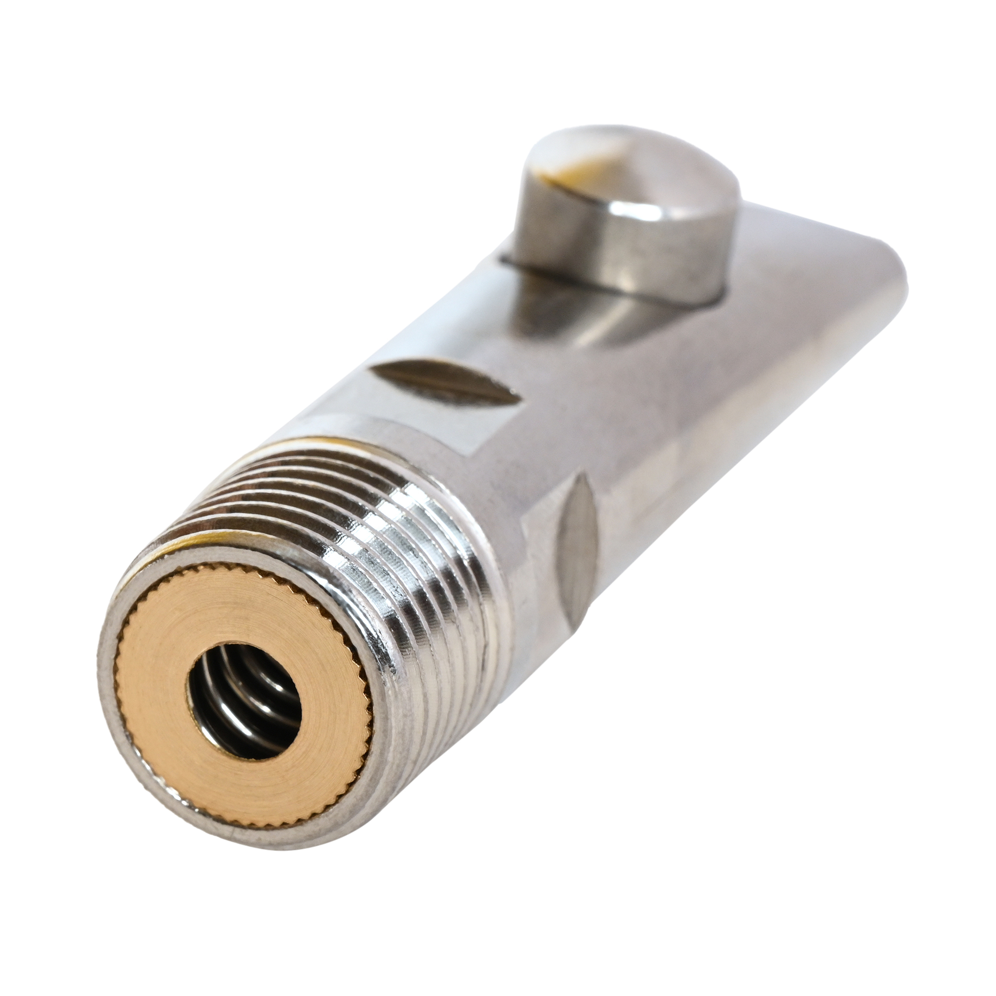 Pig Water Nipple With Button (Brass Cap) - Steel, Standard Size, Gray | Automatic Pig Drinker Designed For Optimal Water Flow And Reduced Contamination