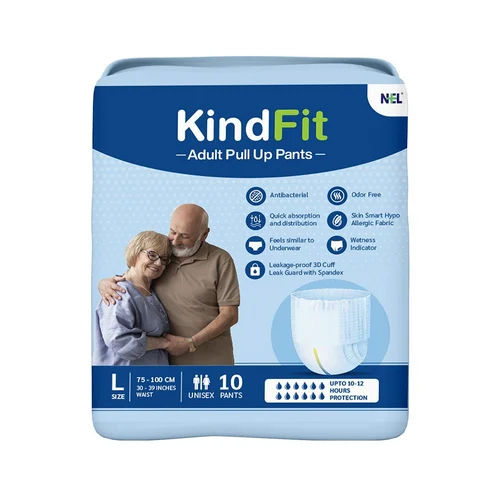 White Kindfit Adult Pullups Pant Diaper L Size