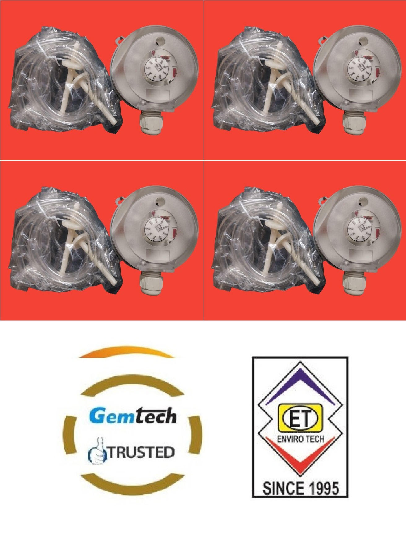 Gemtech Model 930.83 Range 200 - 1000 Pa Differential Pressure Switch - Color: Gray