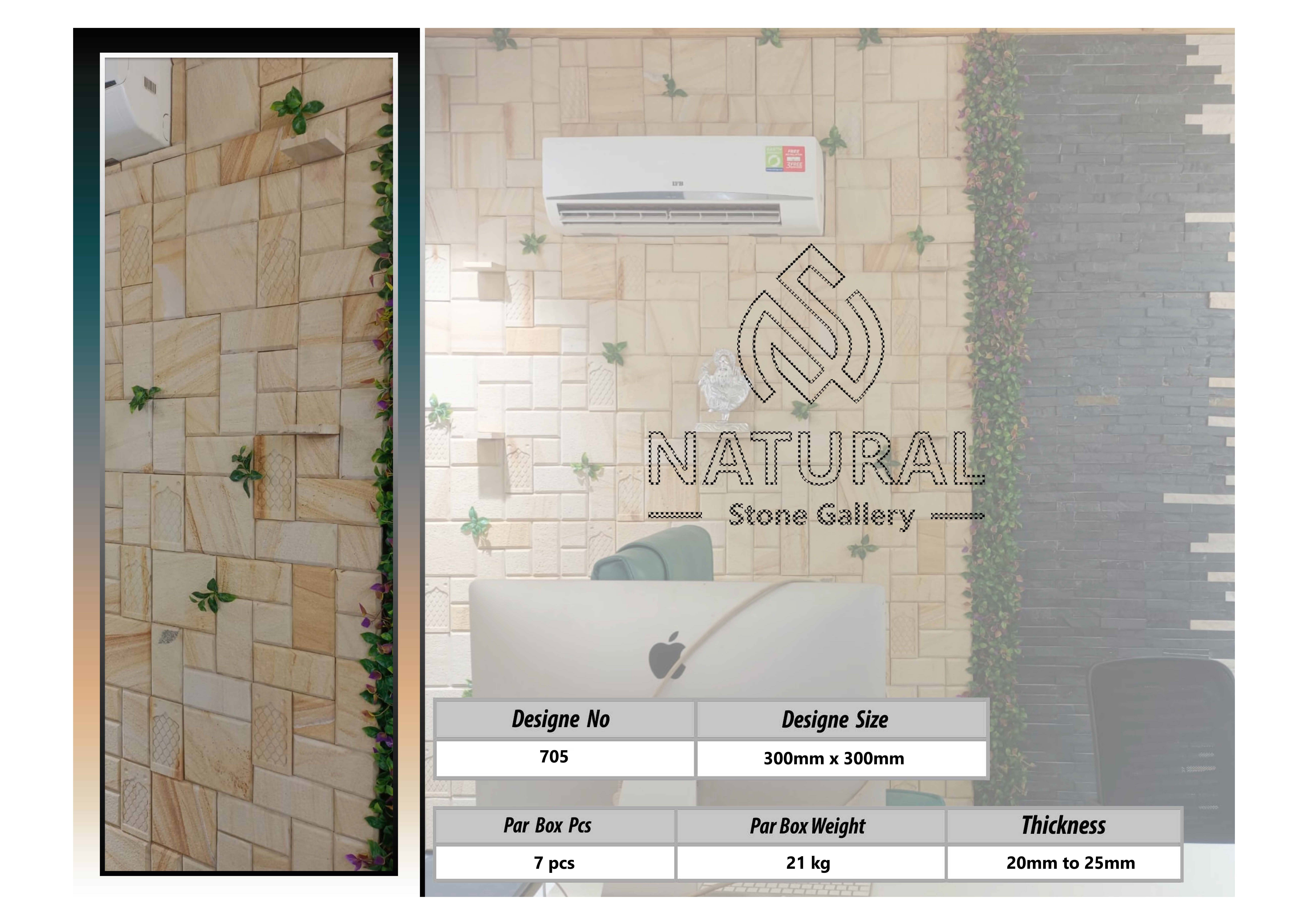 Natural Wall Stone - 300x300mm Matt Finish | Stone Cladding, Natural Marble, 7-15mm Thickness, Timber Frame
