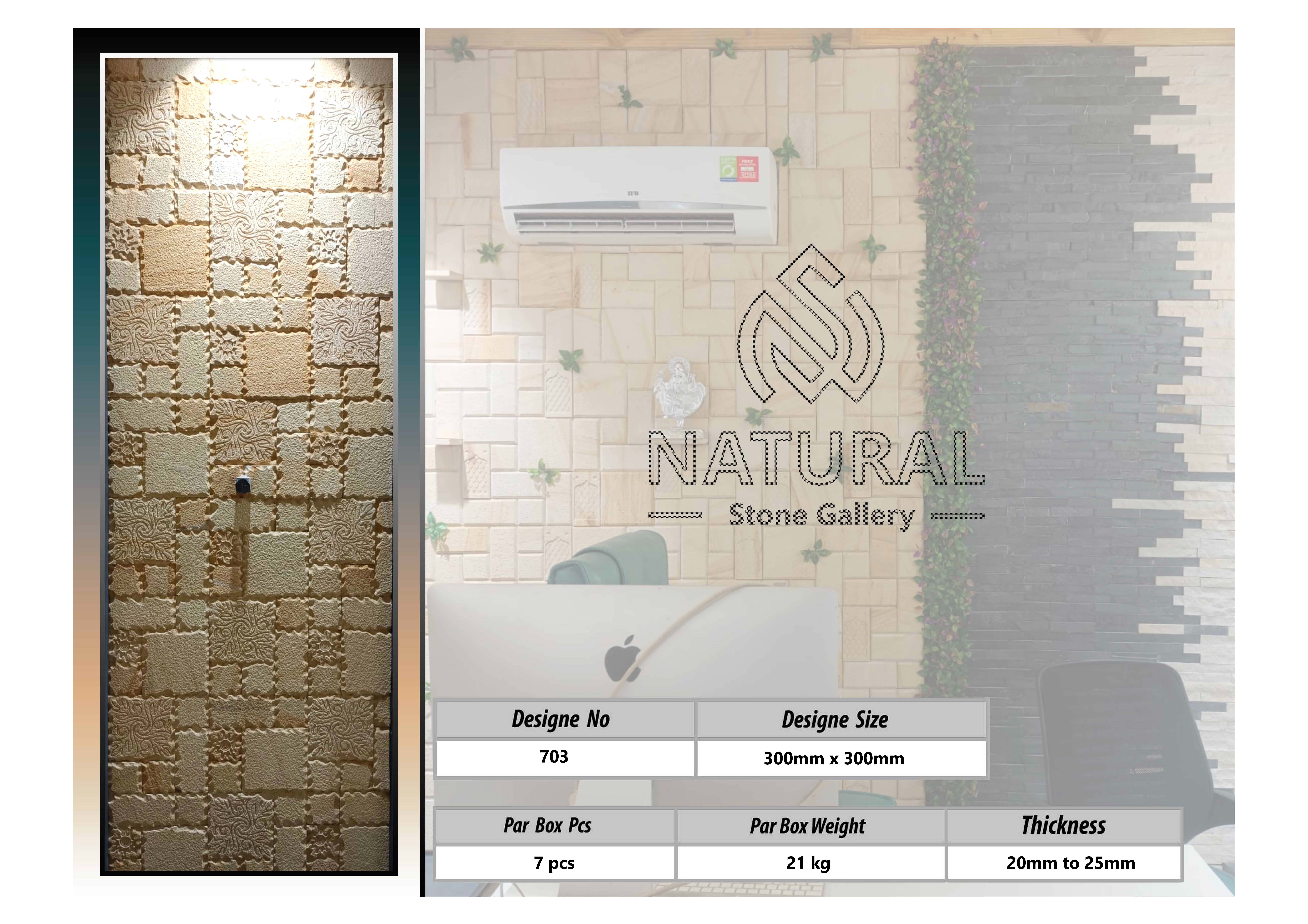 Natural Wall Stone - 300x300mm Matt Finish | Stone Cladding, Natural Marble, 7-15mm Thickness, Timber Frame