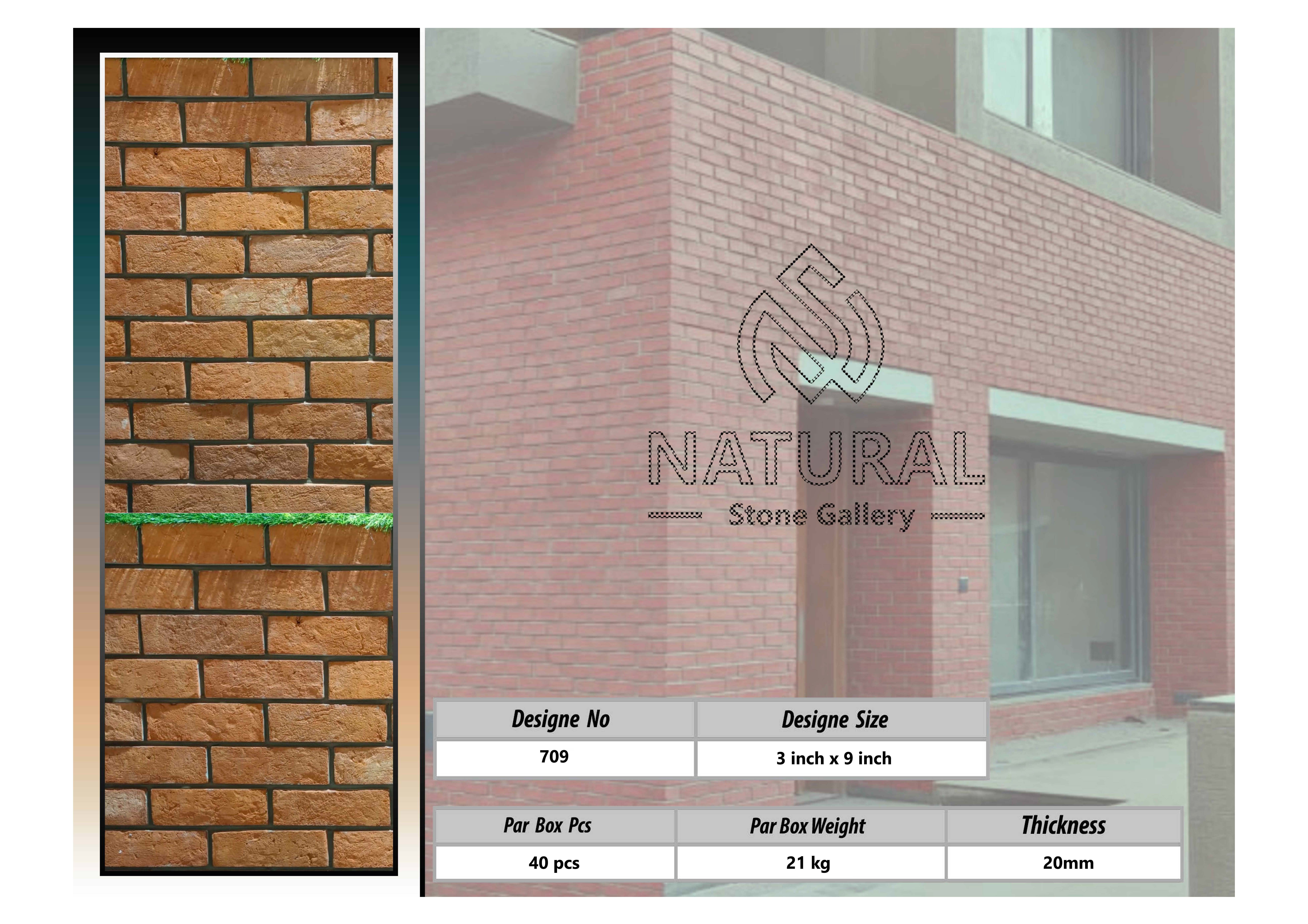 Natural Wall Cladding - Clay Brick, Variable Dimensions, Reddish Brown Color, 27 Kg Weight | Durable, Weatherproof, Easy Install, Natural Aesthetic