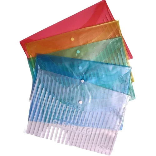 Clear Bag Button File Folder - Plastic, Various Sizes Available | High Quality, Ideal For Document Organization And Storage