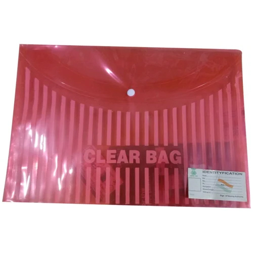 Clear Bag Button File Folder - Plastic, Various Sizes Available | High Quality, Ideal For Document Organization And Storage