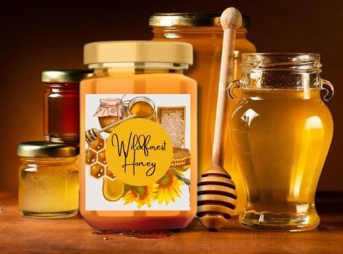 Wild Forest Honey - Glass Jar 500g, 10x7cm , Golden Color, Pure Honey with Natural Sweetness, Rich Flavor, Nutrient-Rich, Versatile Use