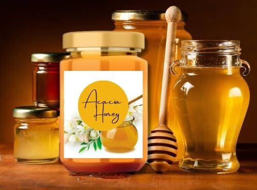 Acacia Honey - 500g Glass Jar, Amber Sweet Treat from Acacia Flowers | 100% Pure, Ideal for Spreading on Toast, in Tea, or as a Baking Sweetener
