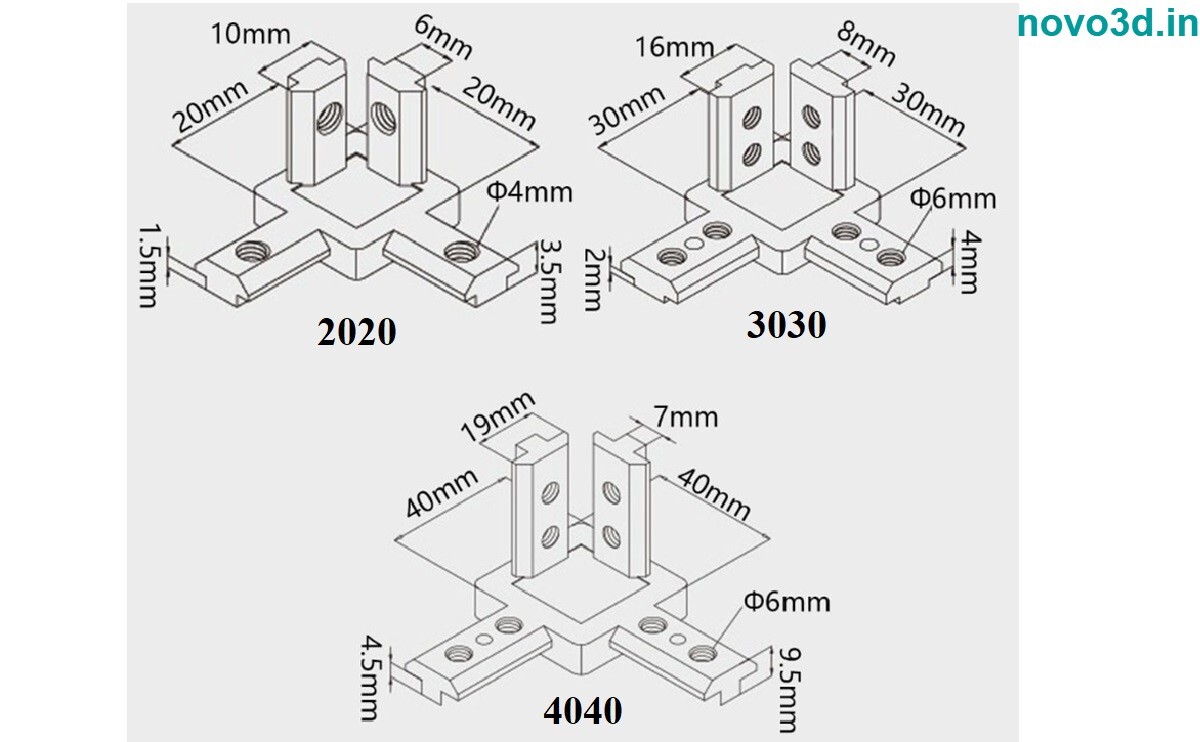 End Corner Bracket 3 Way Connector