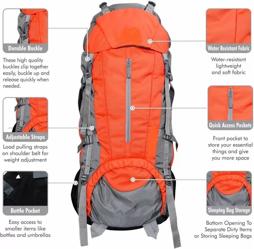 Trekking Bag - Pvc, 10x30 Inches | 55l Capacity, Customized Design, Ultra-light, Durable, Stylish, Functional For Every Adventure