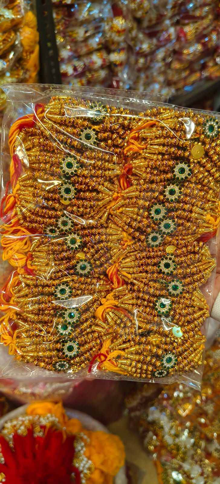Double Dori Stone Rakhi - Beads And Thread, 15-20 Cm Length, Red Color | Festival Celebration, Sibling Bonding, Traditional Design, Stone Embellishments
