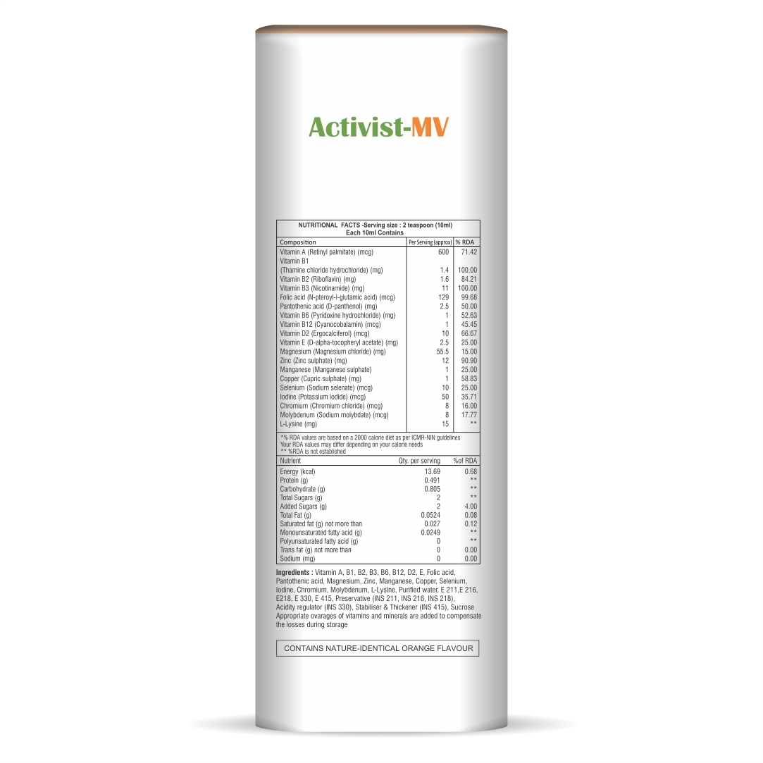 Activist Mv Syrup Containing Vitamins And Minerals - Dosage Form: Liquid