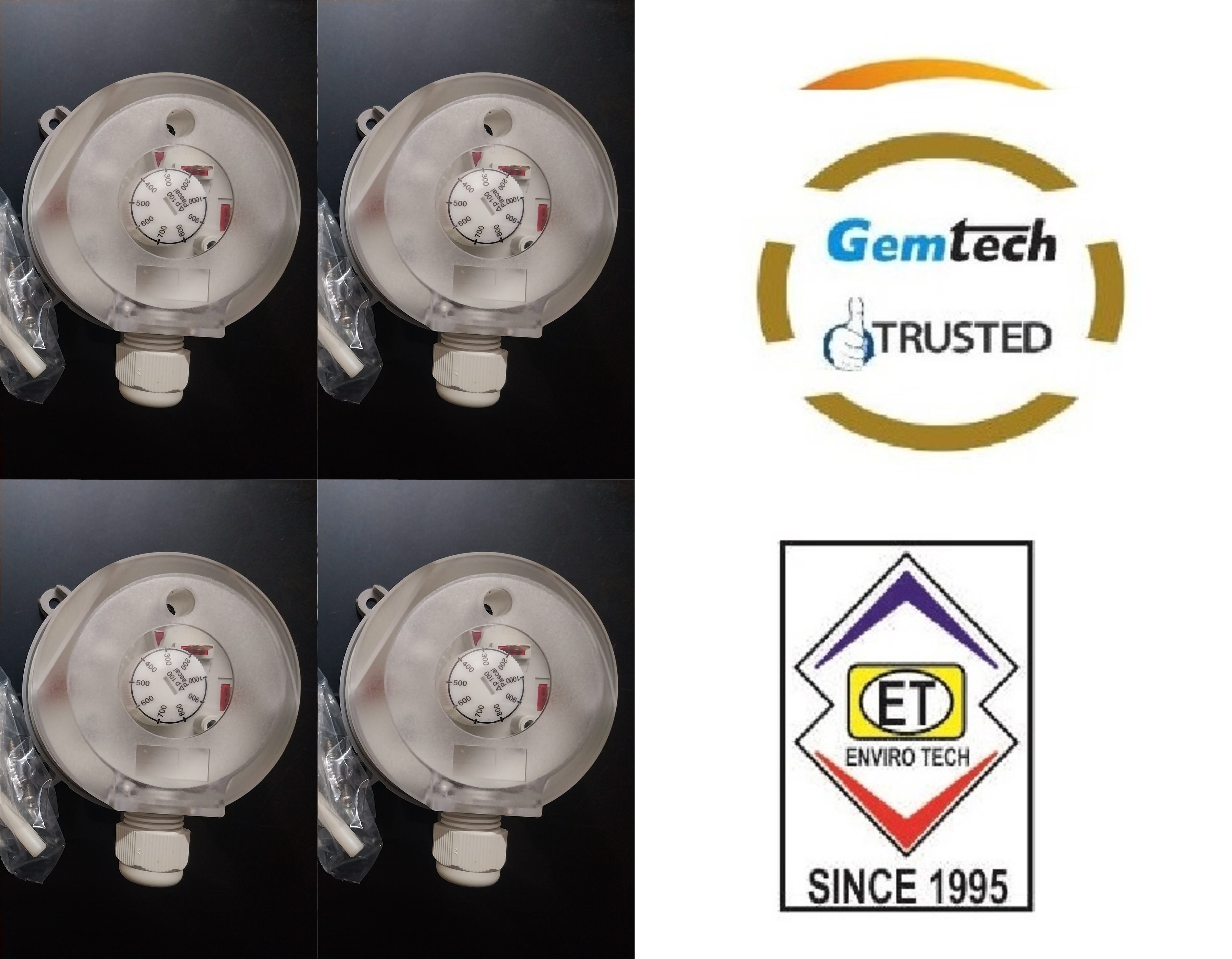 Gemtech Model 930.82 Range 50 - 500 Pa Differential Pressure Switch - Color: Gray