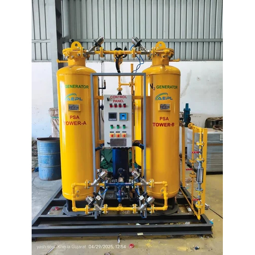 PSA Type Nitrogen Gas Plant - Metal Construction, 15 Nm3/hr Flow Rate at 99.99% Purity | Automatic Grade, Human Machine Interface Control, High Purity, Warranty Included