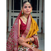 Womens Silk Blend Mustard Saree With Blouse Piece