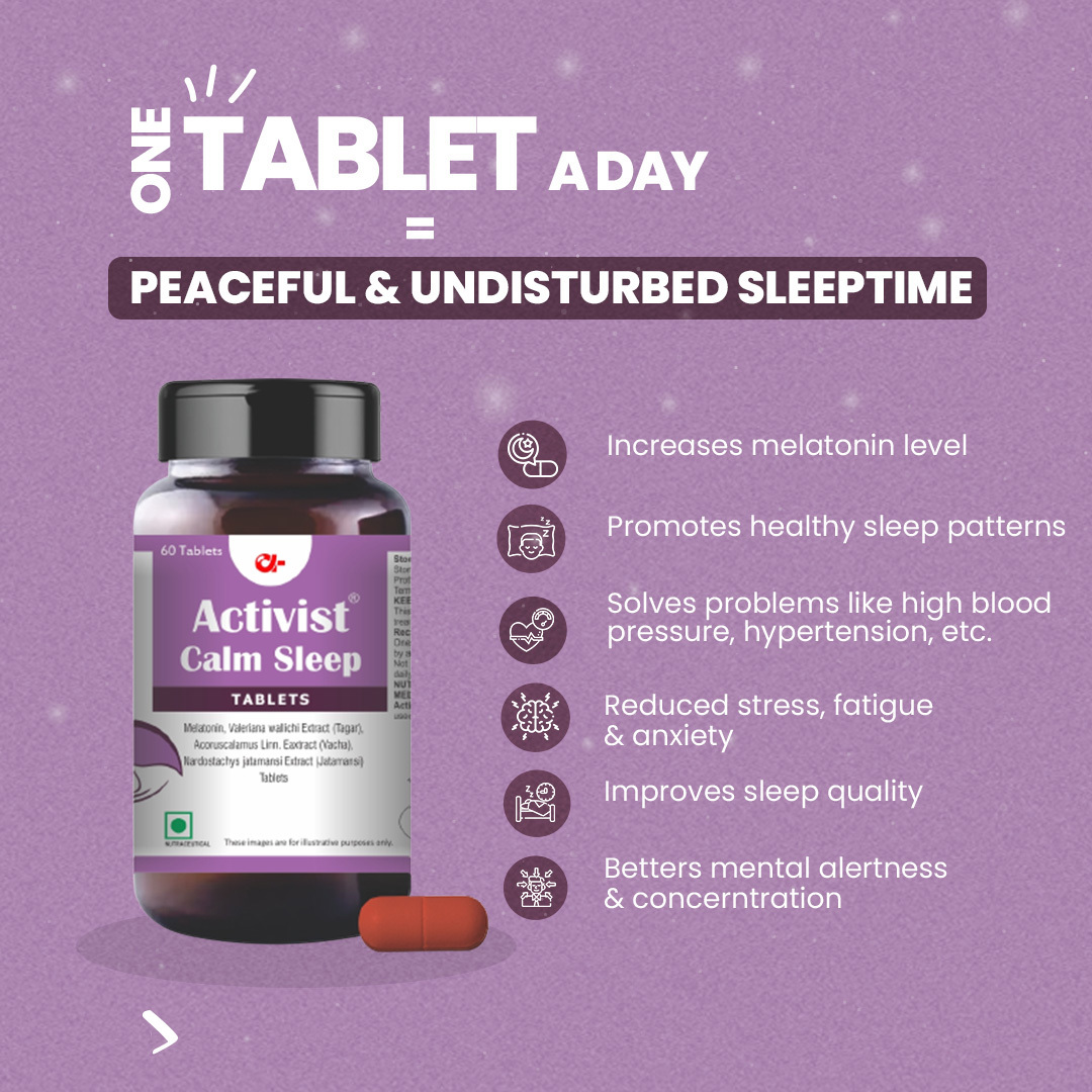 Calm Sleep For Anxiety 30 Tablets - Ingredients: Melatonin | Tagar | Vacha | Jatamansi