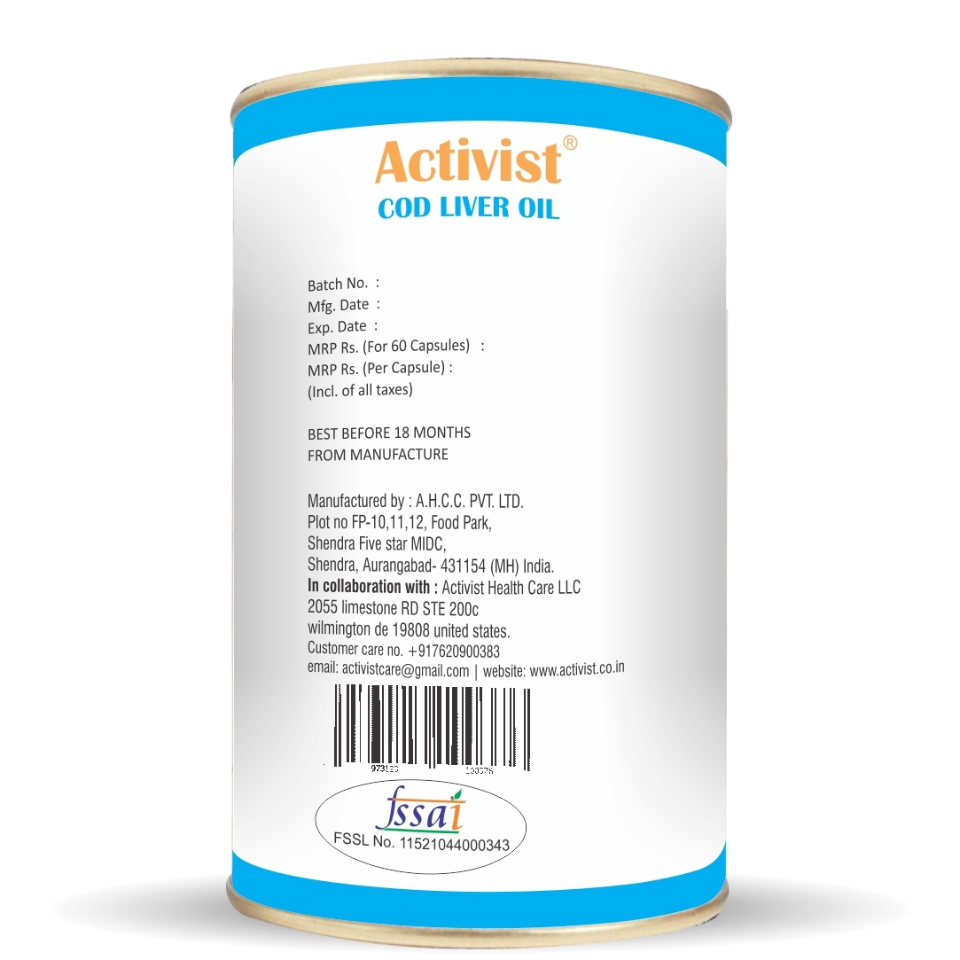 Activist Cod Liver 60 Liquid Capsules - Shelf Life: 18 Months