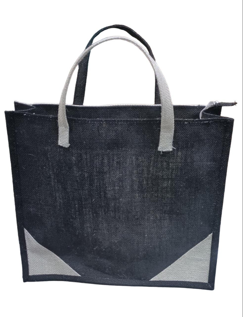 Silver Jute Carry Bag - Jute Fabric, 14x16x4 Inches | Multi-color Natural Look, Laminated Moisture Protection, Reusable & Eco-friendly