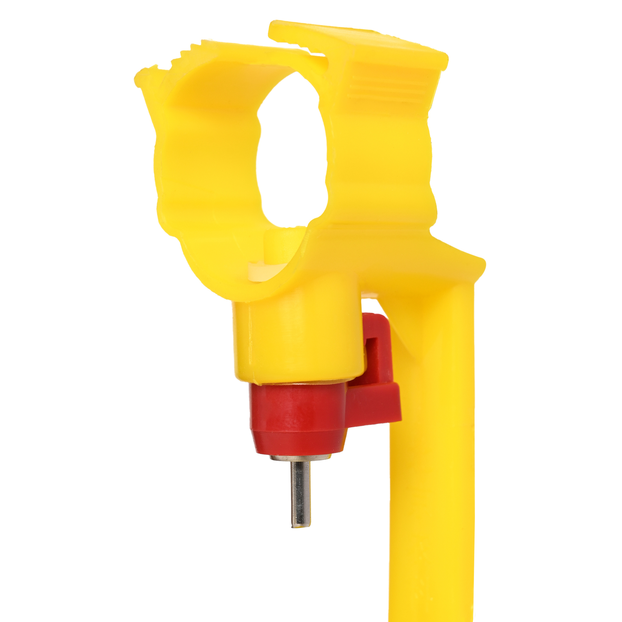 Yellow Poultry Nipple With Drip Cup - Plastic, Standard Size, Yellow Color | Automatic Drinker System For Enhanced Poultry Hydration